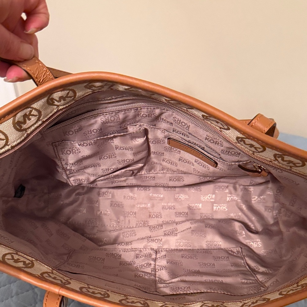Michael Kors Beige Monogram Tote - Picture 2 of 7